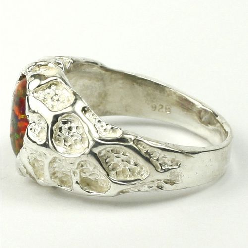 Created Red Brown Opal, 925 Sterling Silver Men's Ring, SR168