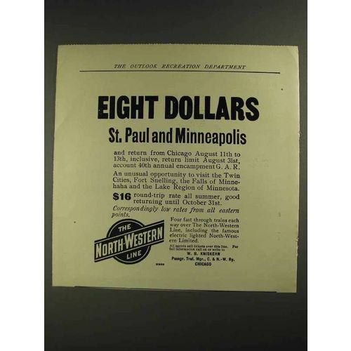 1906 North-Western Line Ad - Eight Dollars St. Paul