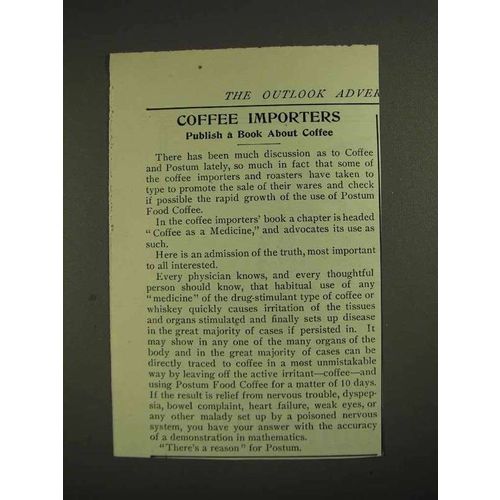 1906 Postum Food Coffee Ad - Importers