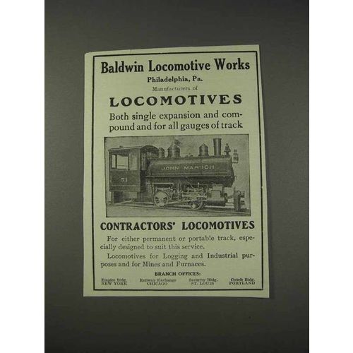1910 Baldwin Contractors' Locomotives Ad