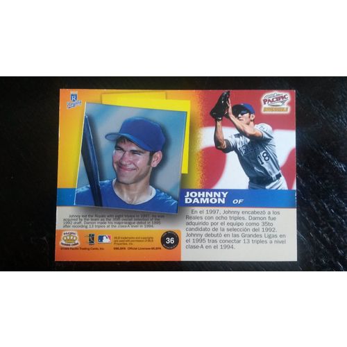 1998 Pacific Invincible Card # 036 Johnny Damon Ex (5) Kansas City Royals