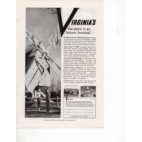 Virginia Full Page Print Ad March 1958