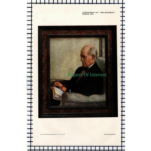 X1183) John Galsworthy - 1933 Print / Illustration