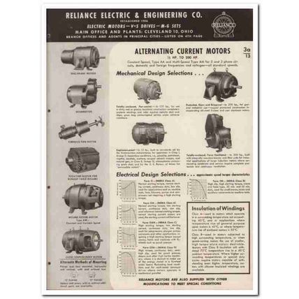Reliance Electric Engineering Company 1945 vintage catalog motors