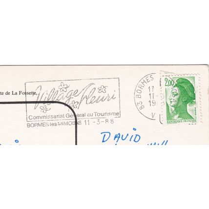 France Bormes les Mimosas Slogan Postmark Village Heuri 1988 Postal History