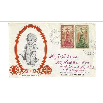 NEW ZEALAND 1945 HEALTH FDC VERY SCARCE CASHMERE PMK