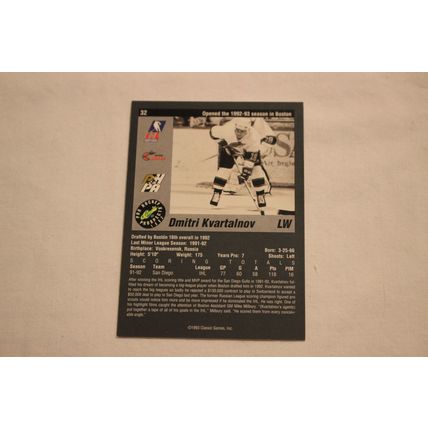 Dmitri Kvartalnov 1993 Classic Pro Hockey Prospects NO. 32