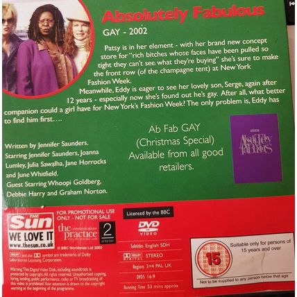 Absolutely Fabulous DVD Promo The Sun Christmas TV Specials Gay 2002