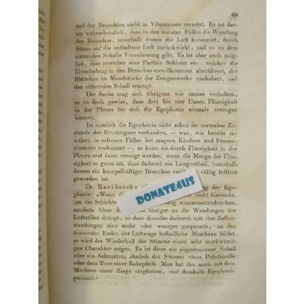 1850 ABHANDLUNG UBER PERKUSSION UND AUSKULTATION by DR JOSEF SKODA German HC
