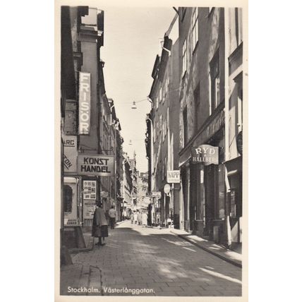 Stockholm Vasterlanggatan Antique Postcard