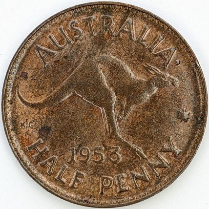 AUSTRALIA 1953 Halfpenny / ½ Penny (B- D)