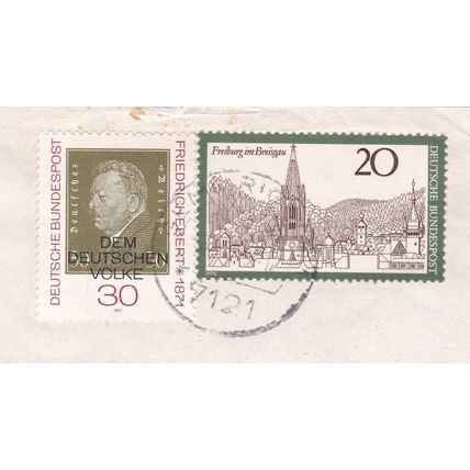 Gemmrigheim Postmark Germany 197 on Frieburg 50pf + Friedrich Ebert 30pf VGC