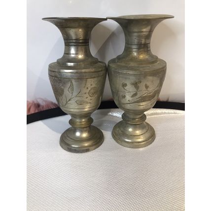 Pair of Small Metal Vintage Vases