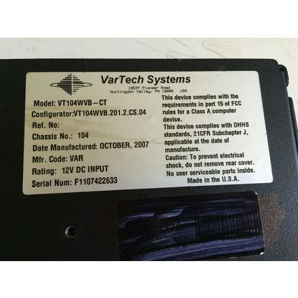 VARTECH VT104WVB-CT DISPLAY PANEL LCD 10.4" CAPACITIVE TOUCH 12,VAR Display,BD