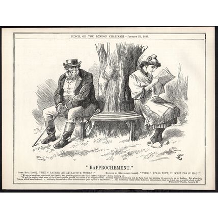 RAPPROCHEMENT 1896 Sir John Tenniel - Joseph Swain PUNCH CARTOON PAGE