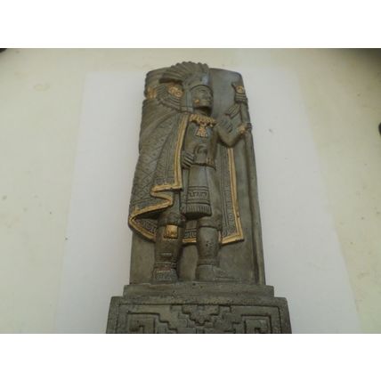 Vintage -Mayan - King/Chief/Warrior - Freestanding Relief - Grey & Gold - 1980`s