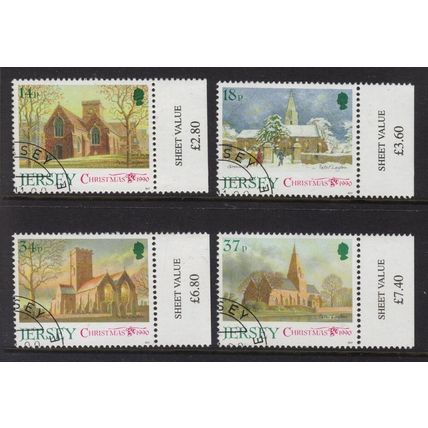JERSEY SG535-538 1990 CHRISTMAS, PARISH CHURCHES (2nd series) ~ FINE USED