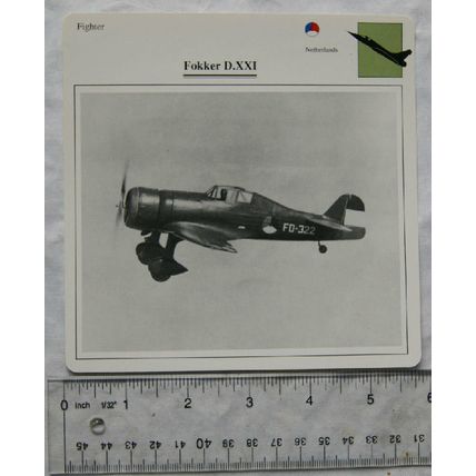 Fokker D.XXI - Netherlands - Fighter - Collectors Club Card