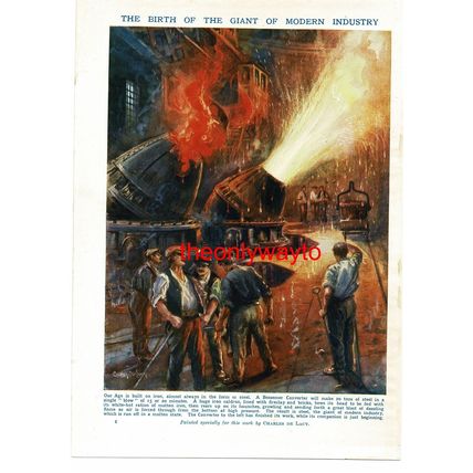 Bessemer Converter, Production Of Iron, Book Illustration (Print), c1925