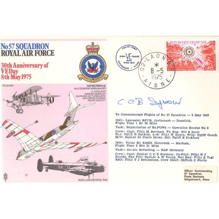 WW2 Squadron Leader CCB Seymour 1975 VE Day Hand Signed FDC