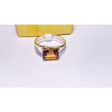 Estate 3.5ct Emerald Cut Mystic Topaz sideways split shank Sterling925 Ring22325