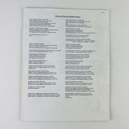 Chicago Blackhawks Press Stats Pack March 28 1997 vs Anaheim Mighty Ducks