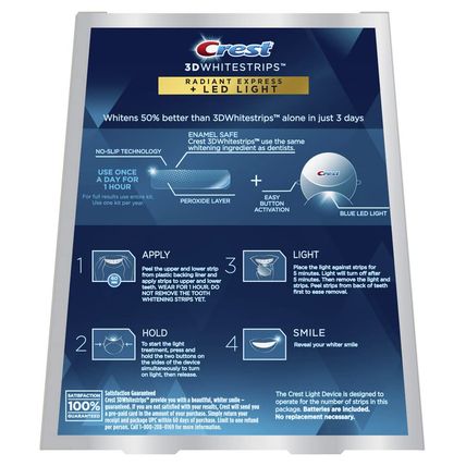 Crest 3D Whitestrips, Radiant Express with LED Accelerator Light, Teeth Whitenin