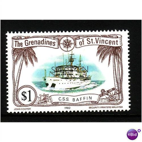 ST VINCENT GRENADINES 1982 $1 BAFFIN CSS SHIP OPT SPECIMEN SG 220 U/M MINT