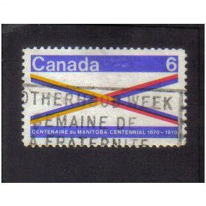 1970 canada centenary of manitoba 6c f/u sg647