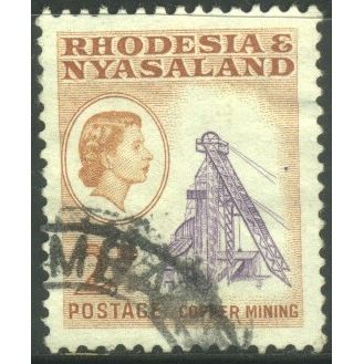 Rhodesia & Nyasaland 1959 - SG20 - 2d violet/brown - Copper Mining - used