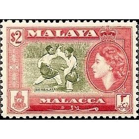 Malaya Malacca QEII 1957 $2 Bronze Green Scarlet Mint SG 48 Sc 54 Bersilat stamp