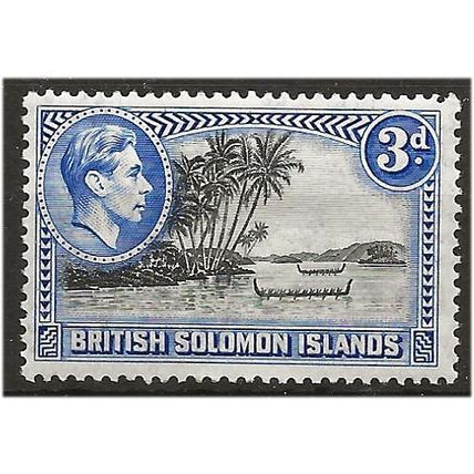 Solomon Islands 1939 SG65 3d Black & Ultramarine Mounted Mint . .. .