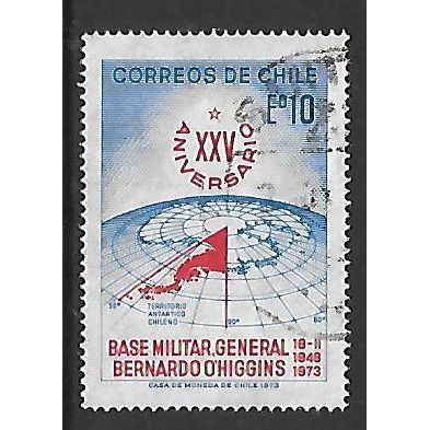 CHILE 1973 ANTARCTIC MAP 10E RED & BLUE SG706 FINE USED