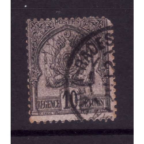 TUNISIA 1888 SG 12 10c BLACK ON LILAC ARMS FINE USED #4