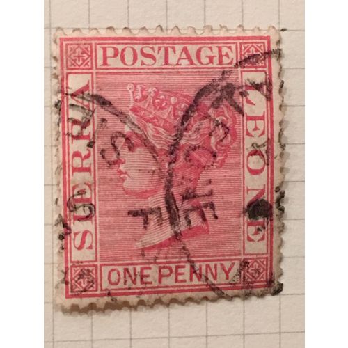 Sierra Leone QV 1885 1d Rose Carmine Used Stamp SG 28a postage queen victoria