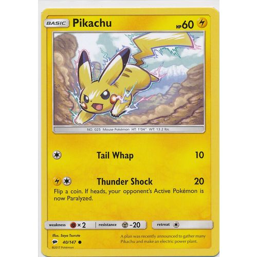 Pokemon Sun & Moon Burning Shadows 40/147 Pikachu