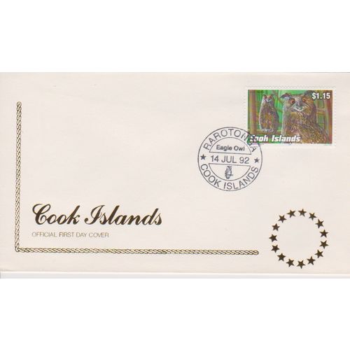 Cook Islands 1992 Eagle Owl Official FDC