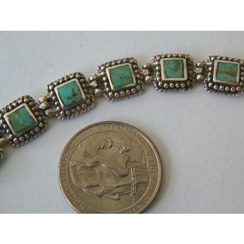 8 1/4" SOUTHWESTERN STERLING SILVER TURQUOISE BRACELET