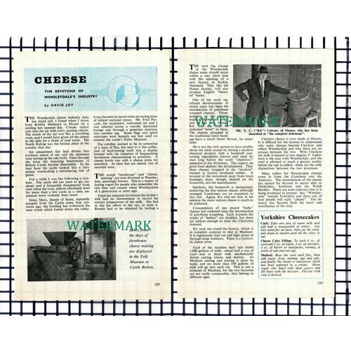 (7610) Wensleydale Cheese Industry Peacock Calvert Hawes - 1965 Small Article