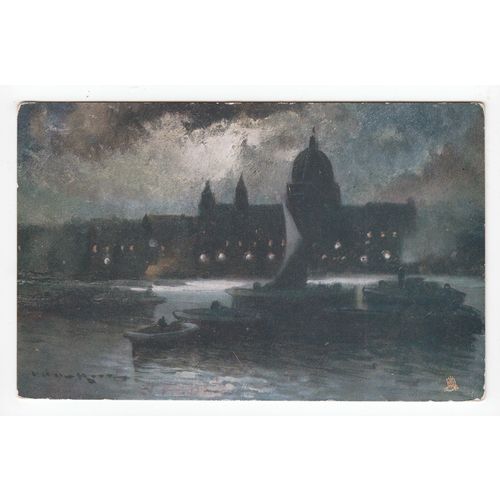 St Pauls Cathedral London Moonlight 1906 Oilette Art Postcard