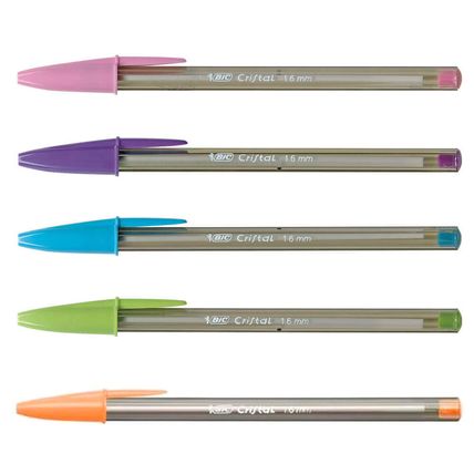 Bic Cristal Ball Pen & Bic Fun Biros 9 DIFFERNT COLOURS Pack 10 - NEW