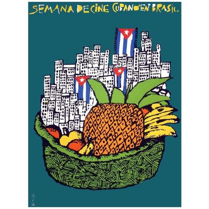 Movie Poster for film SEMANA de cine in Brazil.Cuban flag. Room wall art decor
