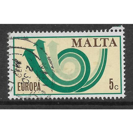 MALTA 1973 EUROPA 5c PLUM EUROPA POST HORN SG 502 FINE USED#