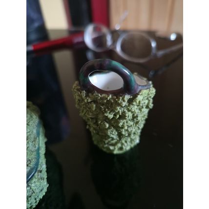 Lidded Pot And Small Hanging Pot Floral Moss Effect