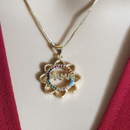 Mama Sunflower & Rainbow Crystals Necklace - Gold Plated Copper & Crystals