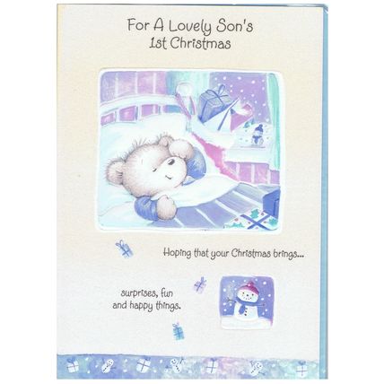 Xmas Card - "Lovely Son's 1st Christmas" 12 x 8" in Cellophane