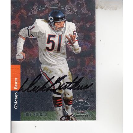 DICK BUTKUS 2008 AUTOGRAPHED CHICAGO BEARS HALL OF FAME MIDDLE LINEBACKER CARD