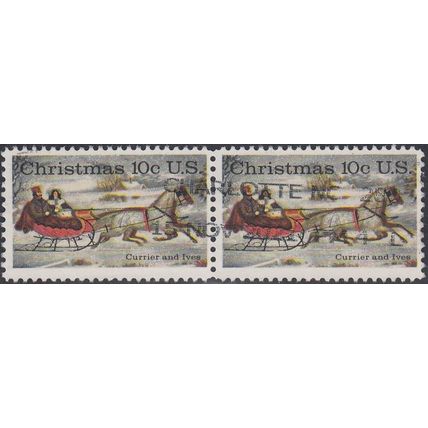USA, 1974 10c Christmas, SG 1549 (Scott #1551), used pair,