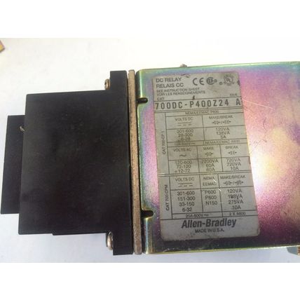ALLEN BRADLEY 700DC-P400Z24 A,700DC CONTROL RELAY 24V COIL TYPE P, EB