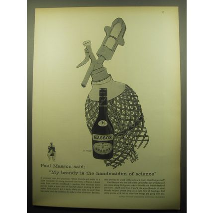 1959 Paul Masson Brandy Ad - My brandy is the handmaiden of science